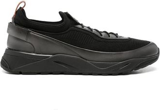 Santoni Lage Sneakers met Veters - Heren - Sneakers - Zwart - 45 EU - Leer - Schoenen