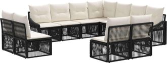 vidaXL Conjunto De Sof&aacute;s De Jard&iacute;n 11 Uds. Negro Rat&aacute;n Sint&eacute;tico Vidaxl