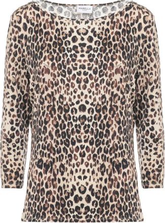 Marella Tops, Dames, Beige, M, Dierenprint Viscose Trui