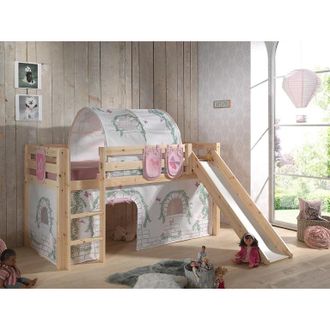 Les Tendances Les Tendances - Cama De Media Altura 90x200 Con Tobog&aacute;n, Somier Y Funda Birdy Vipack Pino - Madera