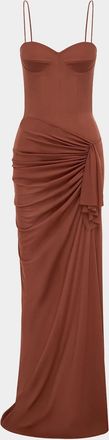 Alex Perry Sleeveless Draped Bustier Column Gown