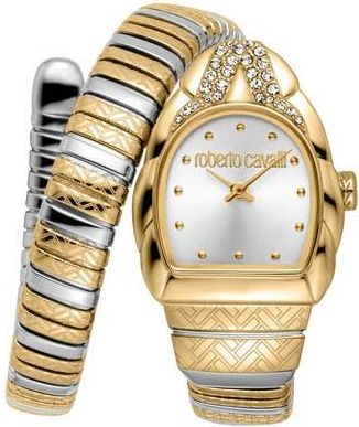 Roberto Cavalli Aurora Snake Wraparound Bracelet Watch, 24mm x 30mm in Two Tone Silver /Gold at Nordstrom Rack