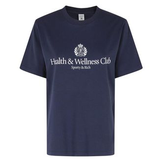 Sporty & Rich T-Shirts, female, Blue, Size: XS H&W Crest T-Shirt