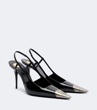 Saint Laurent Jeanne 90 leather slingback pumps
