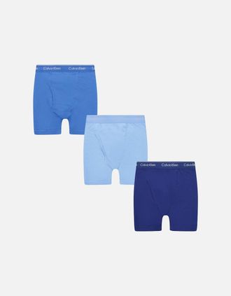 Calvin Klein Mens Calvin Klein Stencil Logo Cotton Stretch Boxers Blue, Baby Blue & Navy (3 Pack) - Size: 30/30