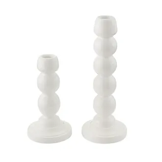 Ballard Designs Set of 2 Flynn Taper Candleholders - White - Ballard Designs