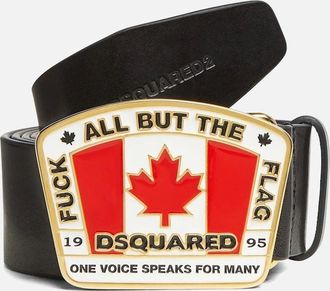 Dsquared2 Mens Maple Leaf Buckle Belt Black - Size: 100