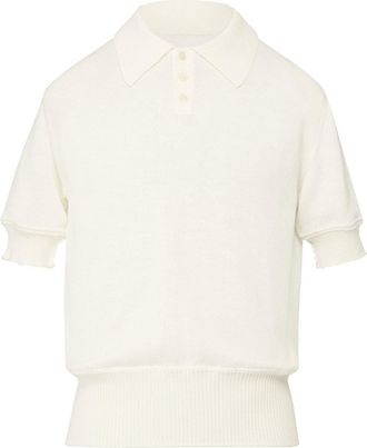 Maison Margiela four-stitch knitted polo shirt - men - Wool/Acrylic/Polyamide - M - Neutrals