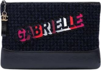Chanel Pre-owned Quilted Tweed Clutch - Dames - Vintage Clutch - Blauw - ONE Size - Tweed - Vintage