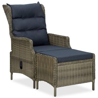 vidaXL Vidaxl - Sill&oacute;n Reclinable De Jard&iacute;n Y Reposapi&eacute;s Rat&aacute;n Sint&eacute;tico Marr&oacute;n