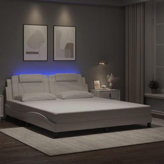 vidaXL Estructura De Cama Con Led Sin Colch&oacute;n Blanco 180x200 Cm Vidaxl