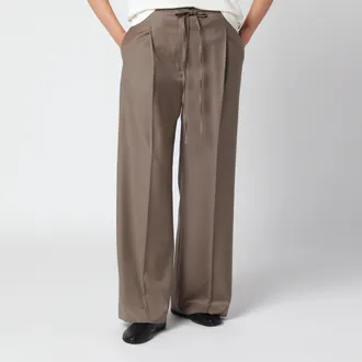 R&oacute;he Brown virgin wool wide-leg trousers