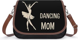 Generic Dance Mom Crossbody Bag Womens Handbag PU Message Bags Shoulder Purse with Adjustable Strap