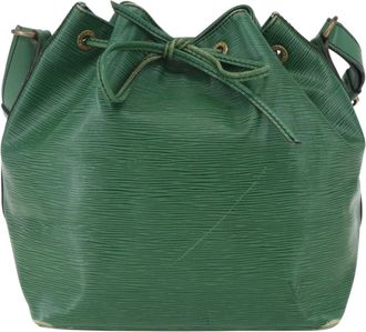 Louis Vuitton Petit Noe Monogram Canvas Green Leather Handbag (Pre-Owned)