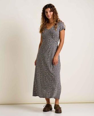 Toad & Co Rose Midi Short Sleeve Dress in Salt Ditsy Print at Nordstrom, Size Medium
