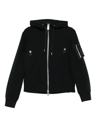 sacai zip-up bomber jacket - women - Polyester/Cotton/Polyester - 3 - Black