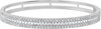 Crislu Luminous Baguette Cubic Zirconia Bangle in Pure Platinum/Clear Stone at Nordstrom, Size Medium