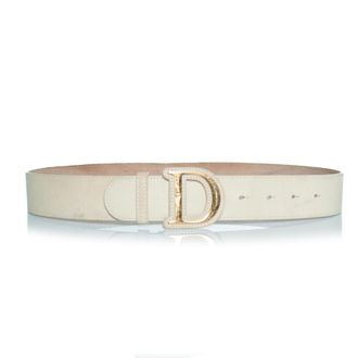 Dior Pre-owned Womens gold buckled D belt with beige leather - One Size