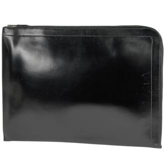 Herm&egrave;s Black Box Calf Leather Clutch Bag (Pre-Owned)