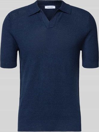Gran Sasso Slim Fit Poloshirt mit V-Ausschnitt in Marine, Gr&ouml;&szlig;e 50