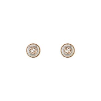 Gucci Interlocking Stud oorbellen in roze goud- mop- diamant- GG pav&eacute; - Dames - Oorbellen - Geel - ONE Size - Accessoires