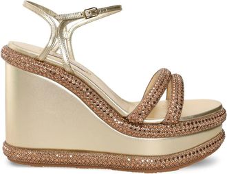 Casadei crystal-embellished sandals - women - Kid Leather/Kid Leather/glass/Rubber - 38 - Gold
