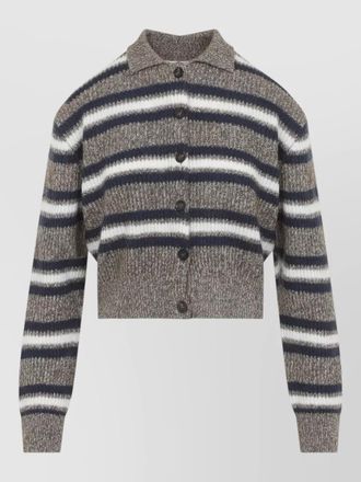 Brunello Cucinelli striped cropped polo sweater