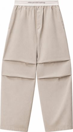 Alexander Wang Grey Wide-Leg Pleated Cotton Pants
