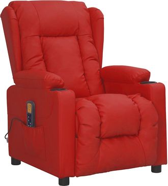 vidaXL Vidaxl - Sill&oacute;n De Masaje De Cuero Sint&eacute;tico Rojo Tinto