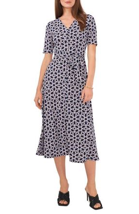 Chaus Geo Knit Midi Dress in Navy/ivory at Nordstrom, Size Medium