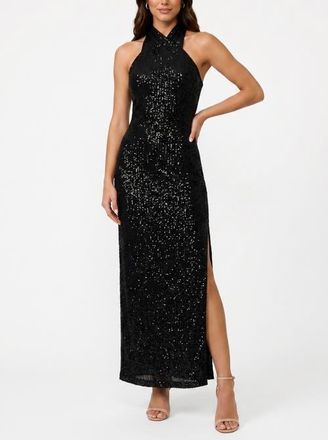 Rachel Roy Harland Crossover Halter Maxi Dress in Black at Nordstrom, Size X-Large