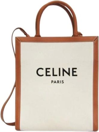 Celine Pre-owned Tote Bags, female, White, Size: ONE SIZE Pre-owned Small Vertical Cabas