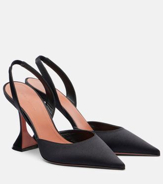 Amina Muaddi Holli 95 satin slingback pumps