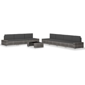 vidaXL Juego De Muebles De Jard&iacute;n 8 Piezas Rat&aacute;n Sint&eacute;tico Gris Vidaxl