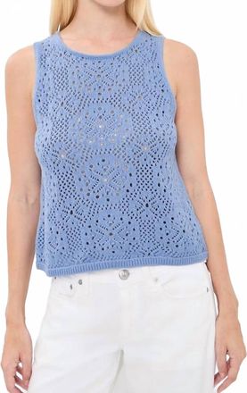 Splendid Beckham Crochet Sweater Tank Top In Azure
