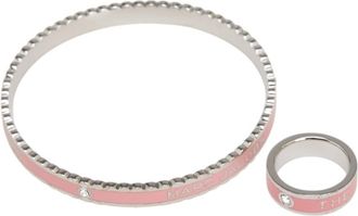 Marc Jacobs Silver Pink Metal Band Ring (Pre-Owned)