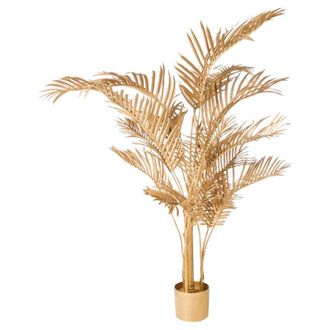 Beliani Planta Artificial En Maceta De Material Sint&eacute;tico 160 Cm Palmera Accesorio Interior Dorado Areca Palm