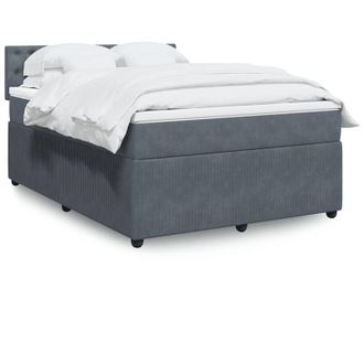 vidaXL Cama Box Spring Con Colch&oacute;n Terciopelo Gris Oscuro 140x190 Cm Vidaxl