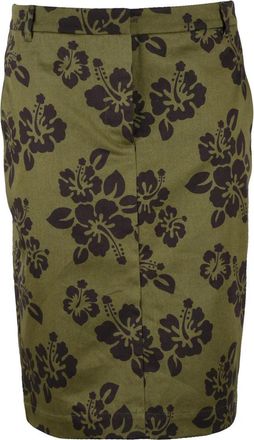 Aspesi Green/Brown Cotton Women Midi Skirt
