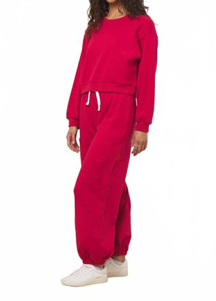 Vintage Havana Fleece Crewneck With Star Applique Sweatshirt In Scarlet
