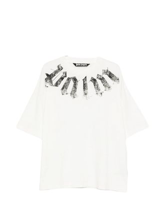Palm Angels Big Neck White Logo Cotton T-Shirt