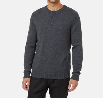 tentree Dalton Quarter Placket Sweater In Charcoal