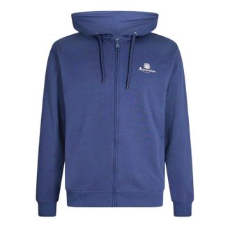 Aquascutum Mens Logo Regular Full Zip Hoodie (Navy) - Size Small