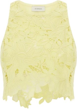 Sportmax Spxvasto Top - Dames - Tops zonder mouwen - Geel - XL - Katoen - Tops