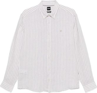 HUGO BOSS Liam Shirt - Heren - Casual Overhemden - Beige - 3XL - Linnen - Overhemden