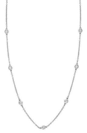 Effy 14K White Gold Diamond Bezel Station Chain Necklace - 0.20 ctw at Nordstrom Rack