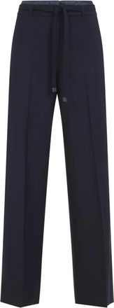 PESERICO Broek met riem - Dames - Straight fit broeken - Blauw - XS - Wol - Broeken