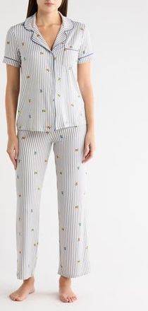 Jaclyn Stripe Floral Notched Collar Pajamas in Magazine Stripe at Nordstrom Rack, Size X-Large