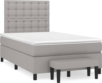 vidaXL Vidaxl - Cama Box Spring Con Colch&oacute;n Tela Gris Claro 120x190 Cm