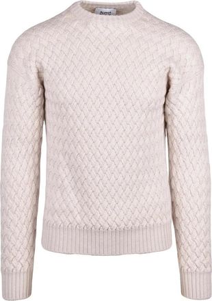 Alpha Studio Textured Cable Knit Sweater With Classic Crew Neckline